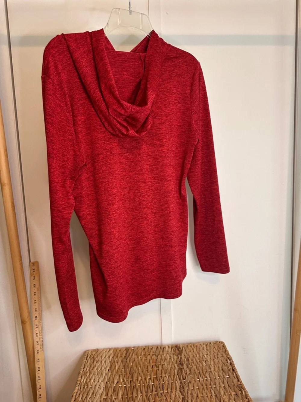 Nike Red Heathered Hooded Long Sleeve Top dry fit - Picture 6 of 10